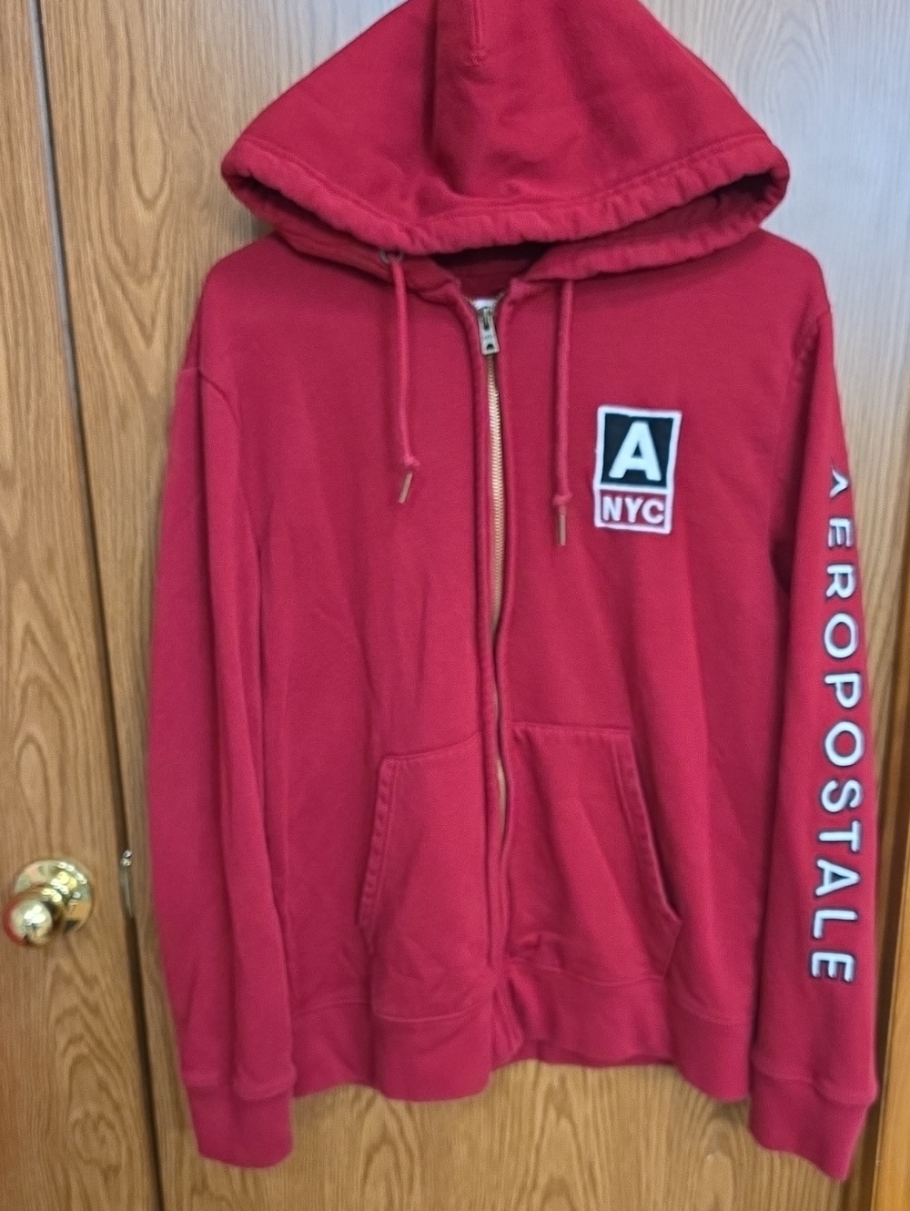 Aeropostale Red NYC Full-Zip Hoodie Jacket Size M
